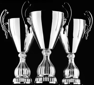 3 silver trophies