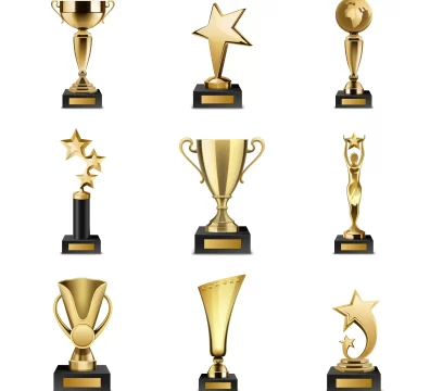 6 different custom trophies