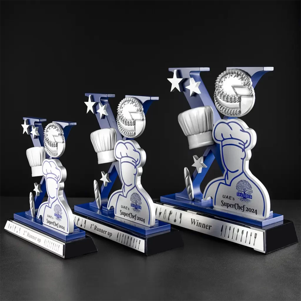 3 custom super chef awards in 3 different sizes made with 3d printing