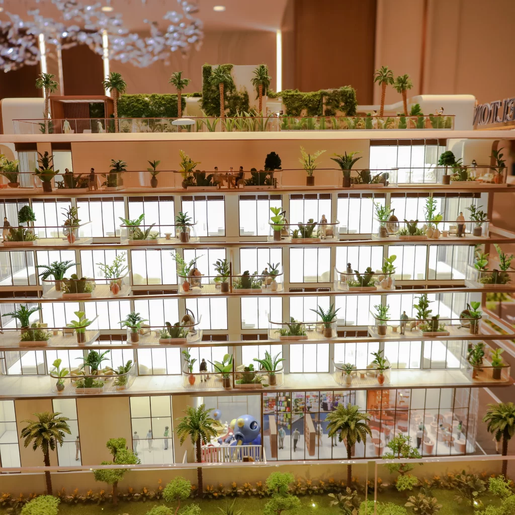 Interactive architectural scale model built for Elton, featuring tab-controlled interface, presented in the UAE.