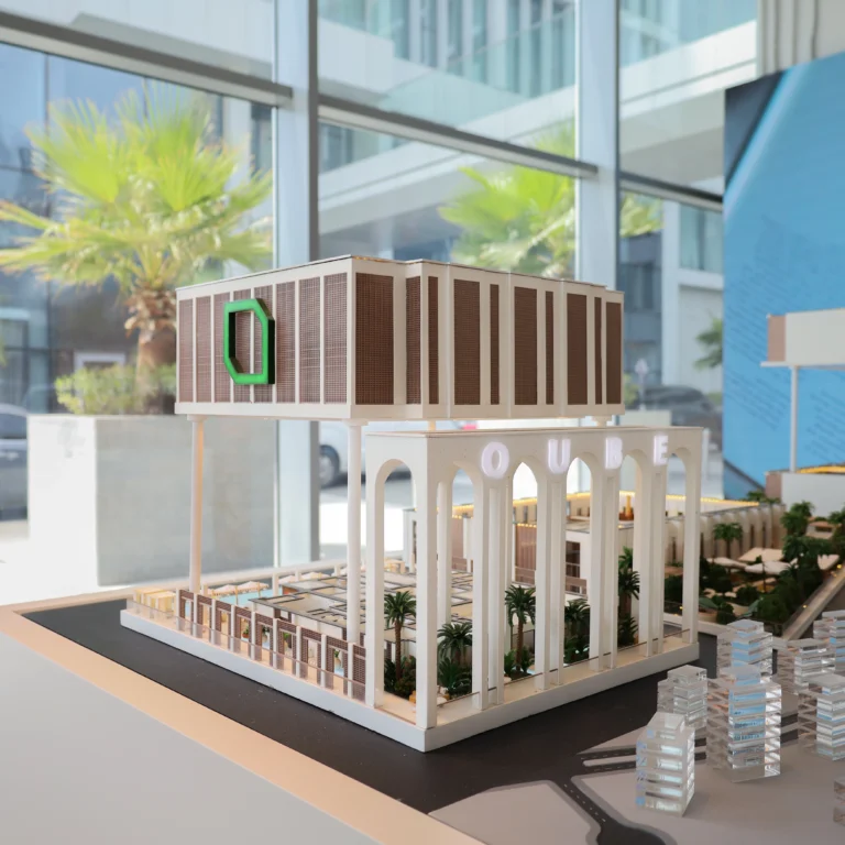 Architectural scale model of QUBE Development, created by a model making company in Dubai.