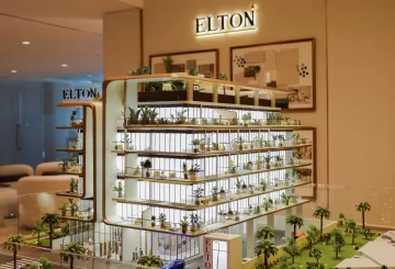 Tab-controlled architectural model created for Elton, UAE — designed for interactive presentations and display.